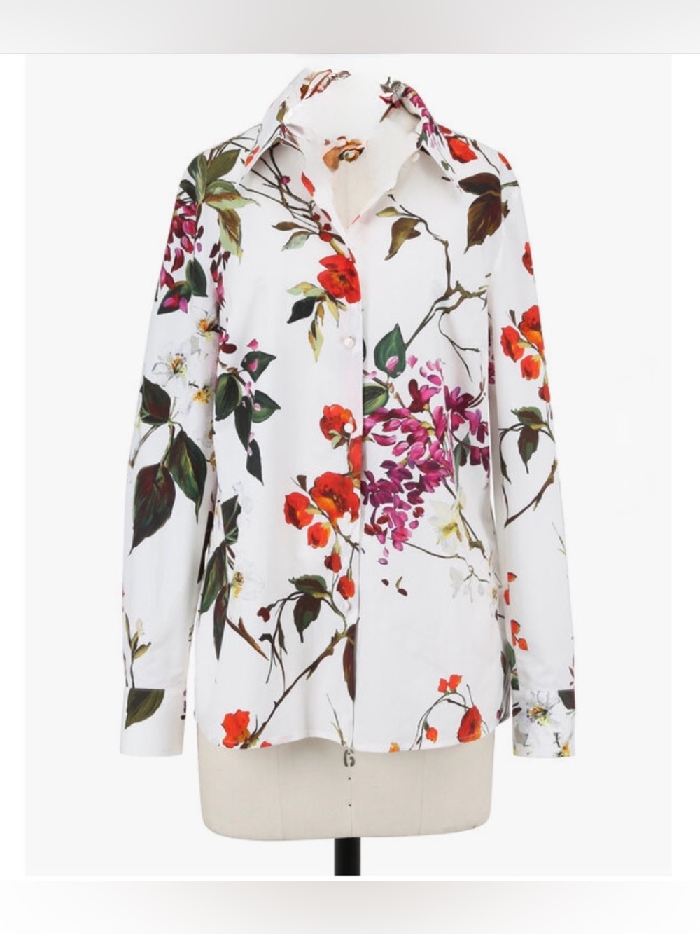 NWOT- ESCADA Nicoli White Fantasy Print Blouse Size 38